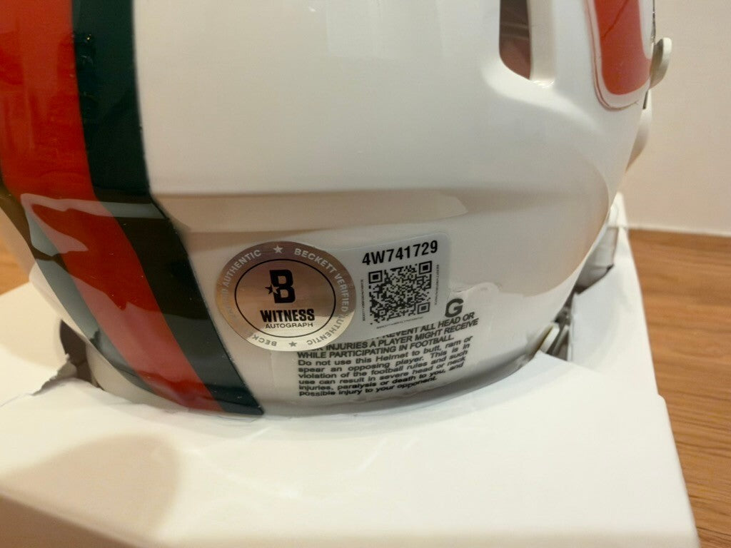 Clinton Portis Signed Miami Hurricanes Speed Mini Helmet Beckett Custom Visor