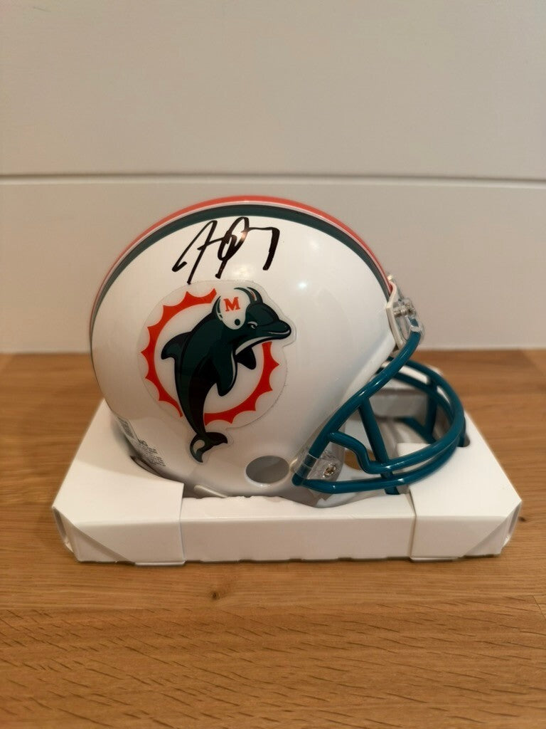 Jay Ajayi Signed Miami Dolphins Throwback Mini Helmet Beckett Witness Autograph