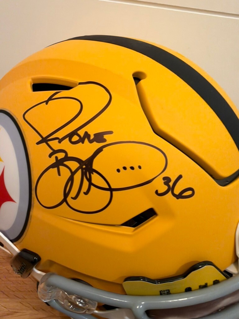 Jerome Bettis Signed Steelers Yellow Full Size SpeedFlex Helmet Beckett Visor