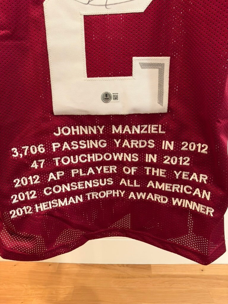 Johnny Manziel Signed Texas A&M Custom Stat Jersey XL Heisman Beckett BAS