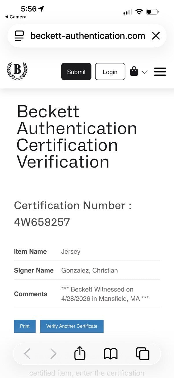 Christian Gonzalez Signed Patriots Nike On-Field Jersey Beckett Witnessed