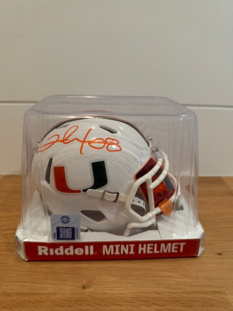 Clinton Portis Signed Miami Hurricanes Speed Mini Helmet Beckett Custom Visor