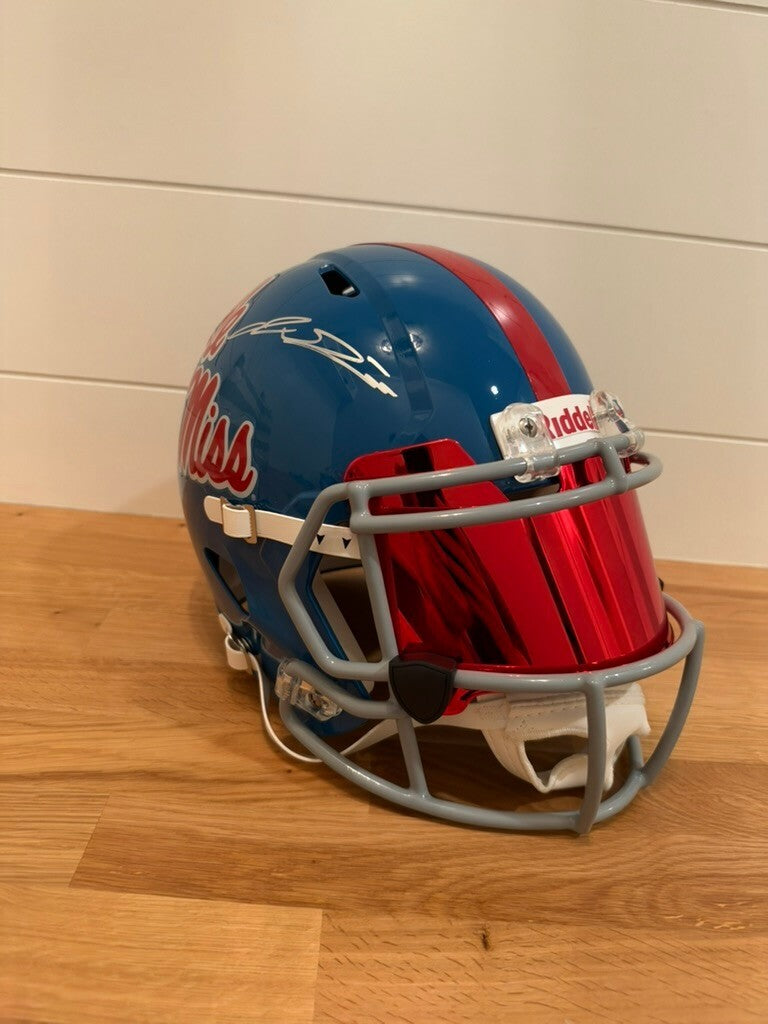 Jaxson Dart Signed Ole Miss Full Size Speed Replica Helmet Fanatics Red Visor