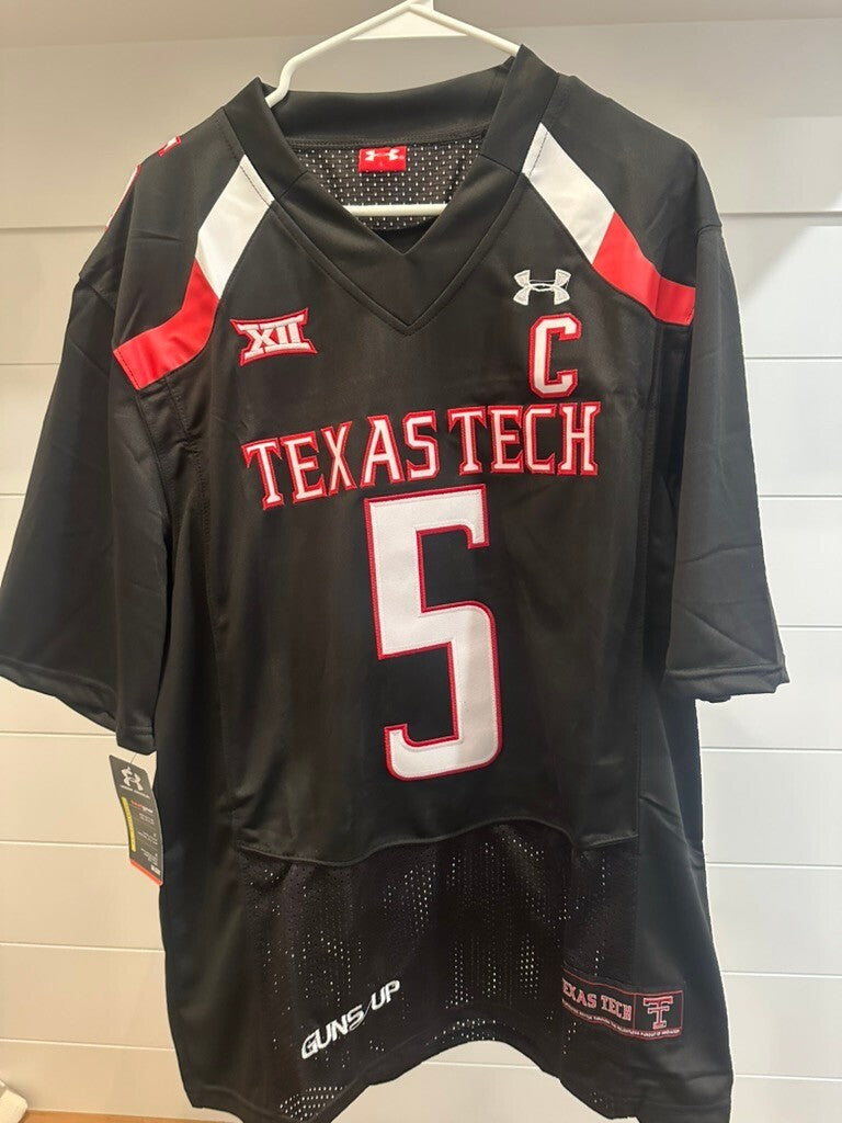 Patrick Mahomes II Texas Tech #5 Black Stitched Jersey – Large – New With Tags