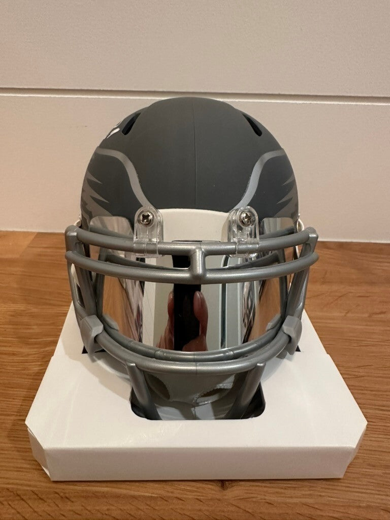 A.J. Brown Signed Eagles Slate Speed Mini Helmet Beckett Witnessed BAS #11