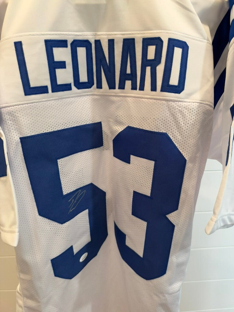Darius Shaquille Leonard Signed Colts #53 White Custom Jersey XL JSA COA