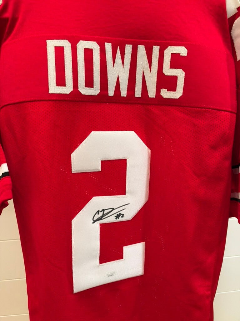 Caleb Downs Signed Ohio State Red Custom Jersey #2 XL JSA Signature Debut COA