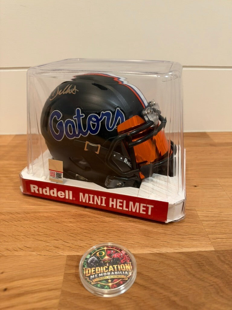 Dallas Wilson Signed Florida Gators Black Mini Helmet Orange Visor JSA COA