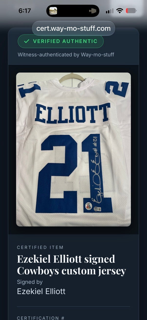 Ezekiel Elliott Signed Dallas Cowboys #21 White Custom Jersey Beckett Witness