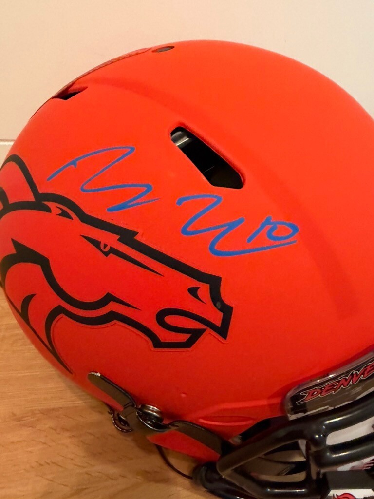 Bo Nix Signed Broncos 5280 Authentic Speed Full Size Helmet Beckett Visor