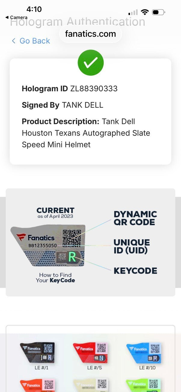 Tank Dell Texans Signed Slate Speed Mini Helmet Fanatics