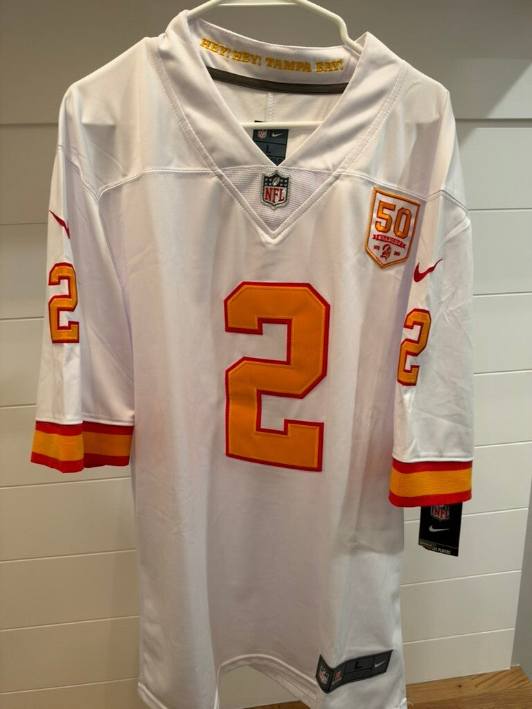 Emeka Egbuka Buccaneers #2 White Creamsicle Jersey Large 50 Seasons Unsigned