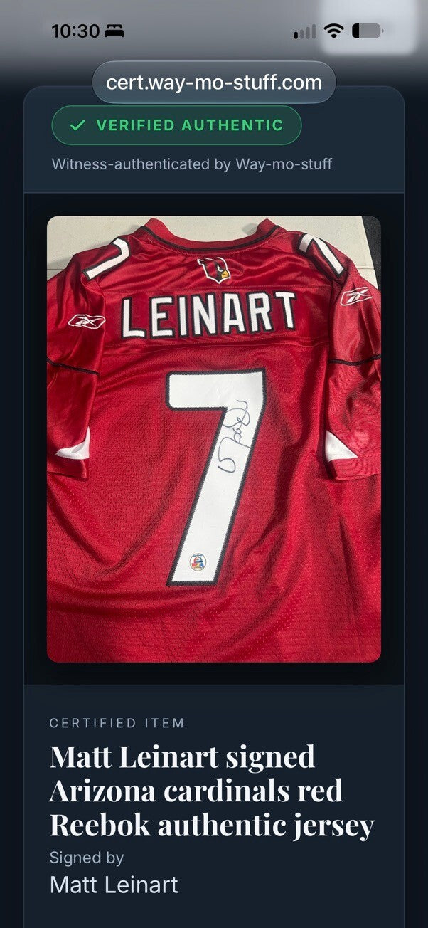 Matt Leinart Signed Arizona Cardinals Reebok XL Red #7 Jersey WSA COA