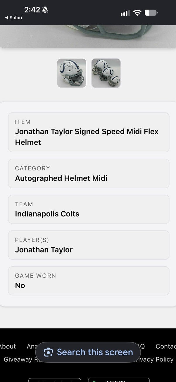 Jonathan Taylor Signed Colts Riddell SpeedFlex MIDI Helmet Metabilia Blue Visor