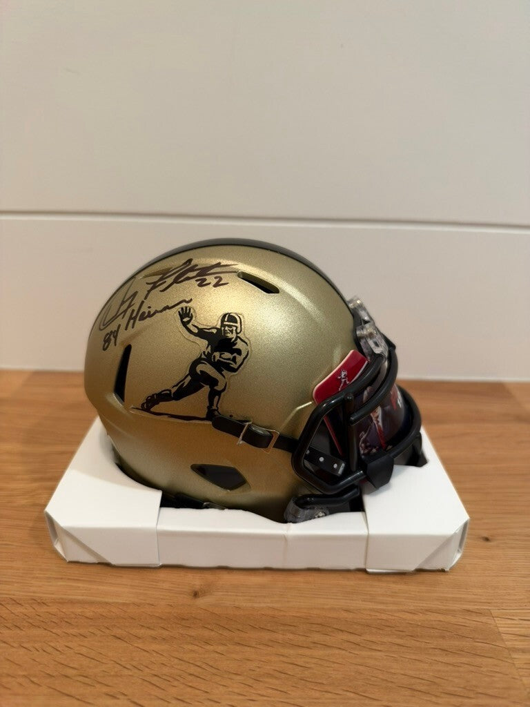 Doug Flutie Signed Gold Heisman Speed Mini Helmet 84 Heisman Custom Visor JSA