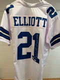Ezekiel Elliott Signed Dallas Cowboys #21 White Custom Jersey Beckett Witness
