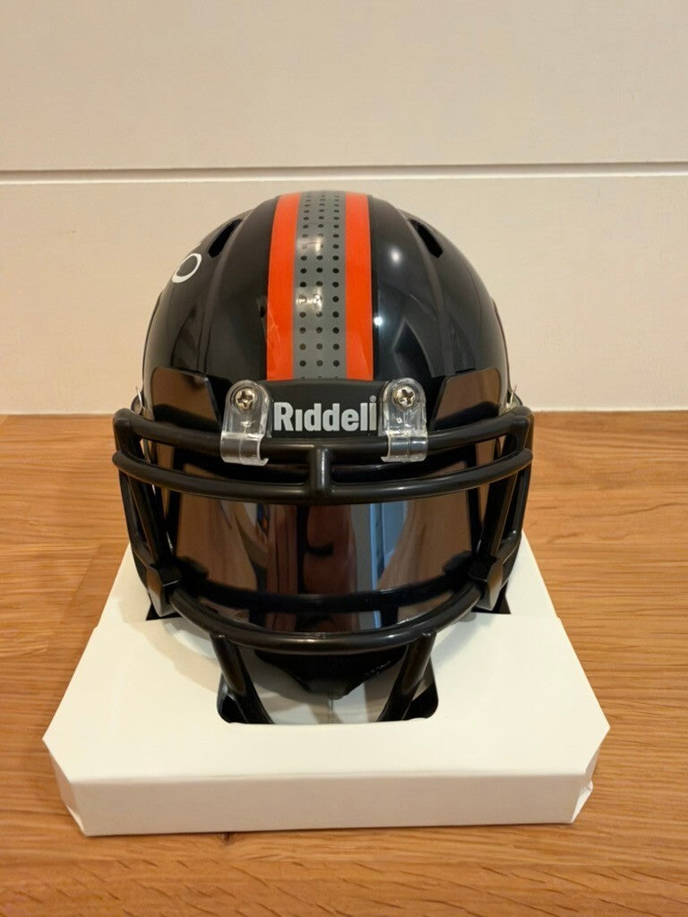 Antrel Rolle Signed Miami Hurricanes Black Speed Mini Helmet Leaf COA Visor
