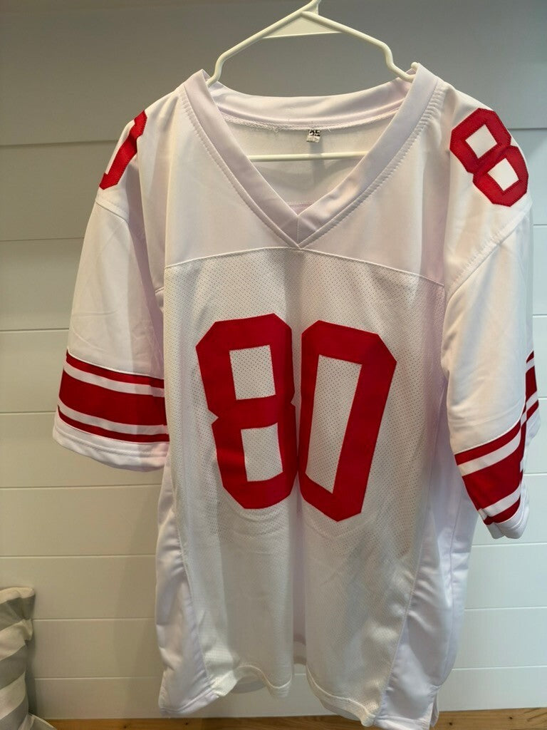 Jeremy Shockey Signed NY Giants #80 White Custom Jersey XL Leaf Witnessed