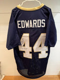 Marc Edwards Signed Notre Dame #44 Navy Custom Jersey Go Irish Inscription JSA