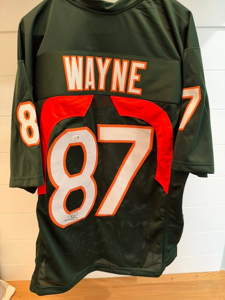 Reggie Wayne Signed Miami Hurricanes #87 Custom Jersey XL Green JSA Witnessed