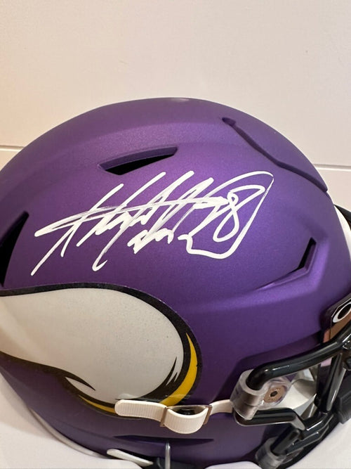 Adrian Peterson Signed Vikings SpeedFlex MIDI Helmet Beckett Purple Visor