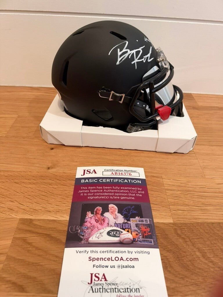 Brian Robinson Jr Signed Matte Black Riddell Speed Mini Helmet Visor JSA COA