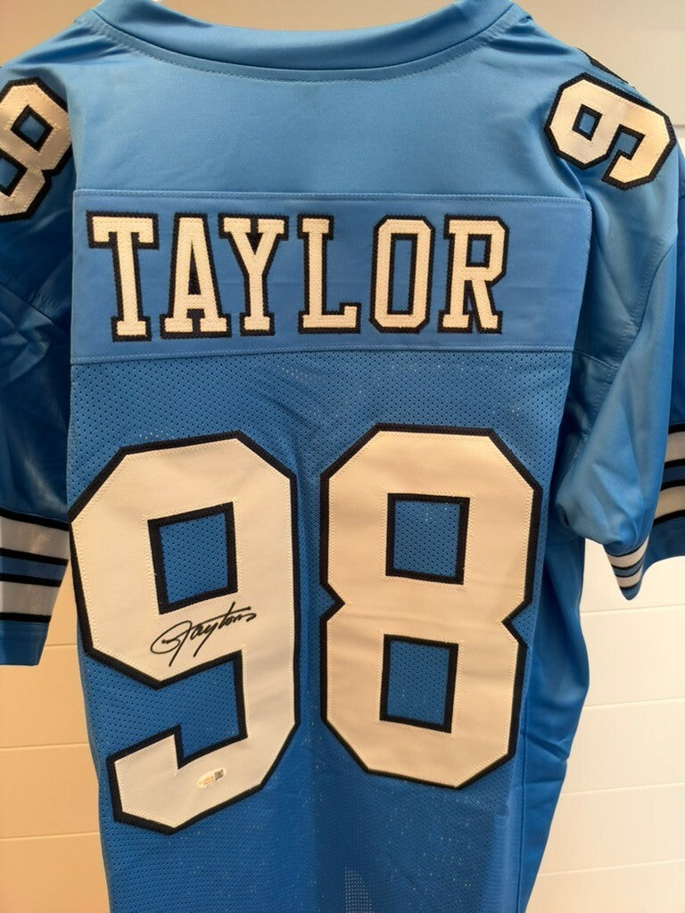 Lawrence Taylor Signed UNC Tar Heels Custom Blue #98 Jersey JSA Witnessed