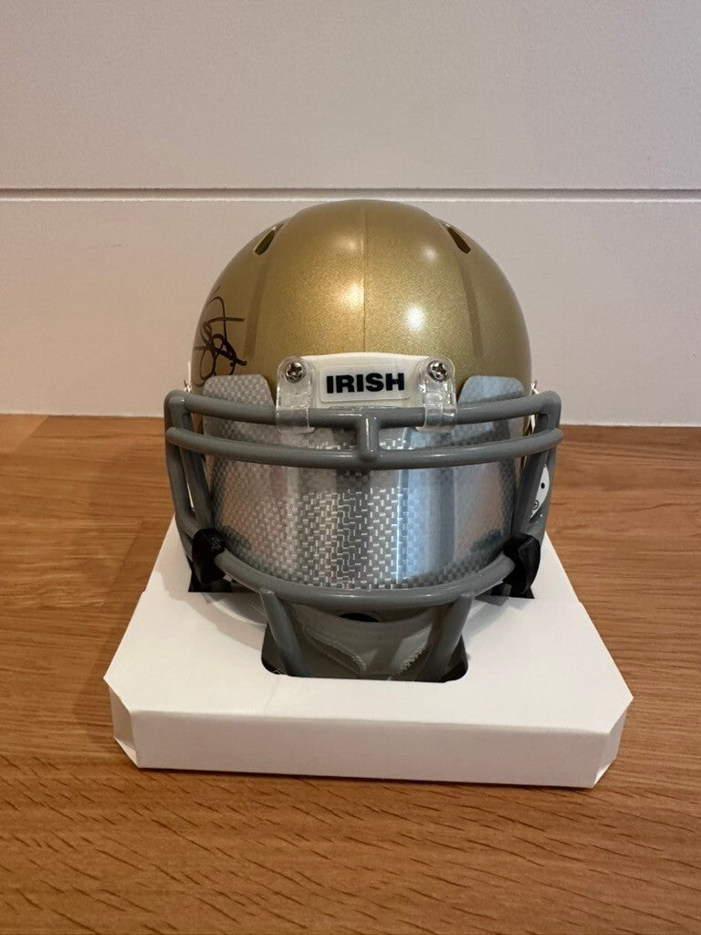 Rocket Ismail Signed Notre Dame Riddell Speed Mini Helmet “Rocket” JSA