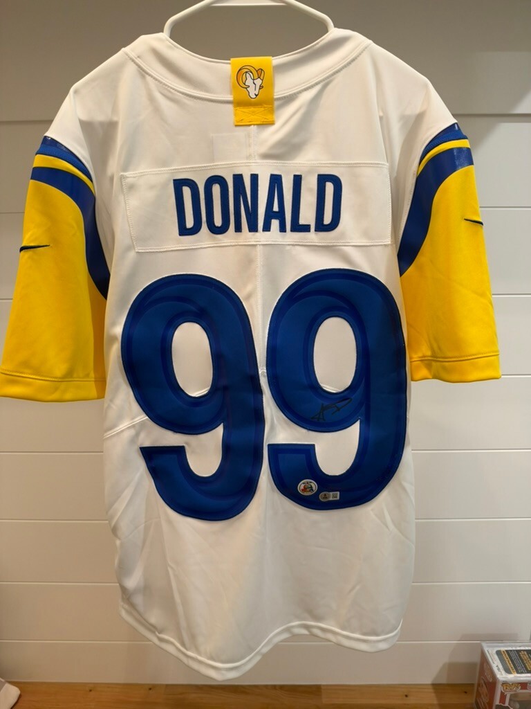 Aaron Donald Signed LA Rams #99 Nike Jersey White Large Beckett Witness