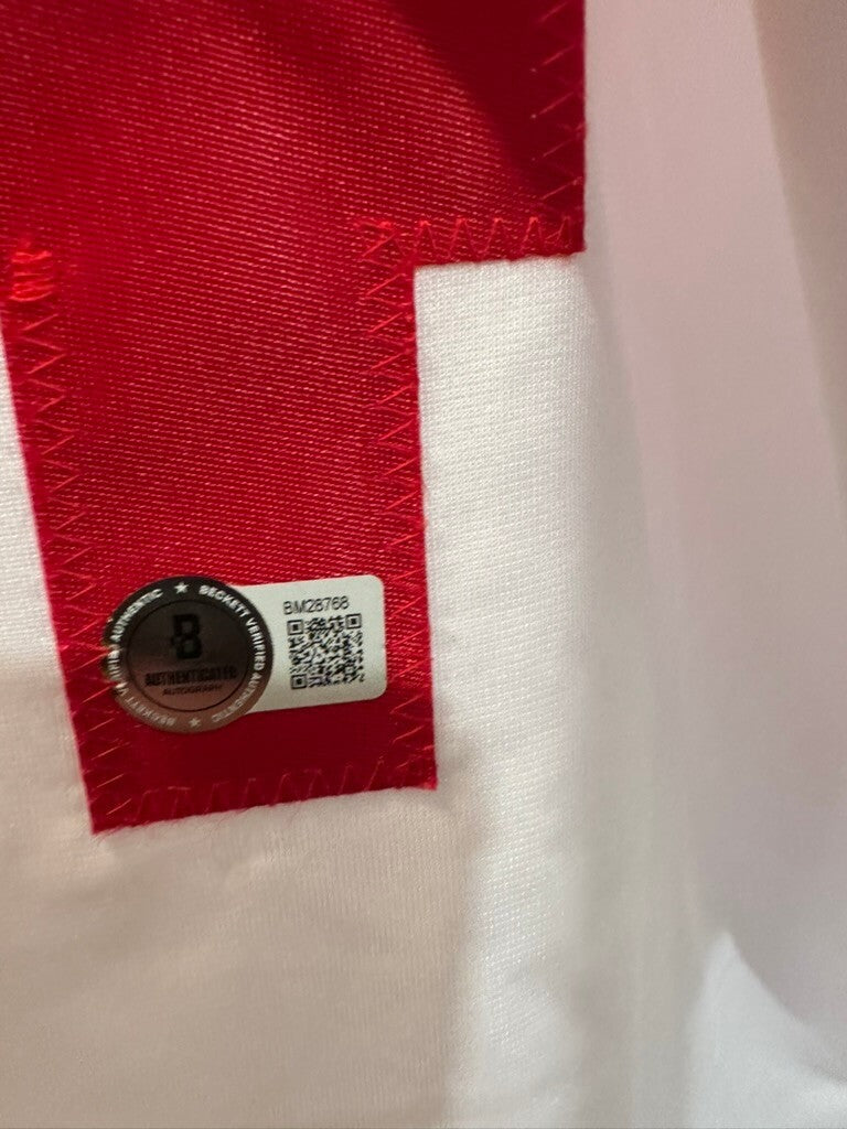 Pete Rose Signed Hit King White Custom Jersey #14 XL Beckett