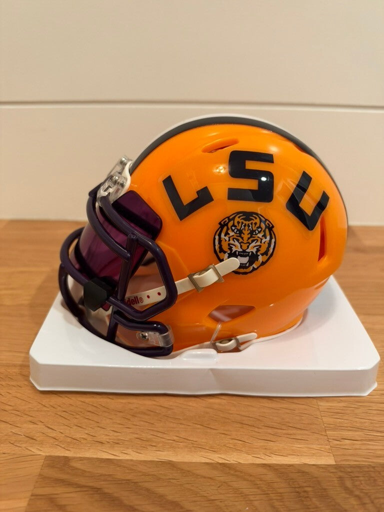 Trey'Dez Green Signed LSU Tigers Speed Mini Helmet Purple Visor JSA COA