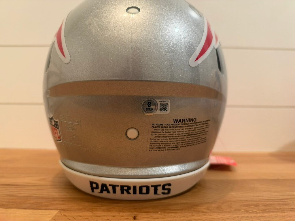 Christian Gonzalez Signed Patriots Speed Authentic Helmet Beckett Red Visor