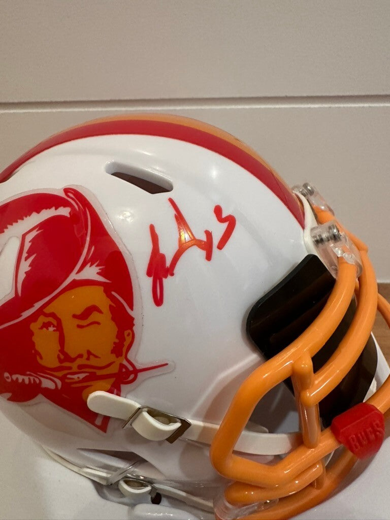 LeGarrette Blount Signed Buccaneers Throwback Mini Helmet Leaf Custom Visor