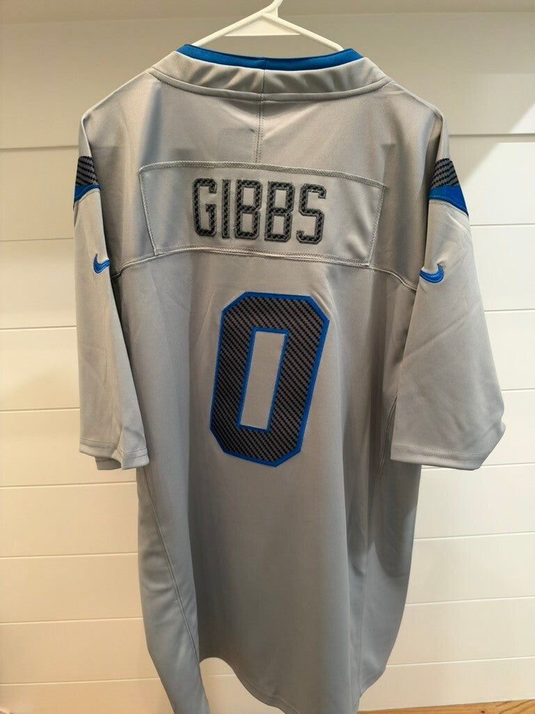 Jahmyr Gibbs Detroit Lions #0 Silver Rivalries Style Jersey Large Unsigned