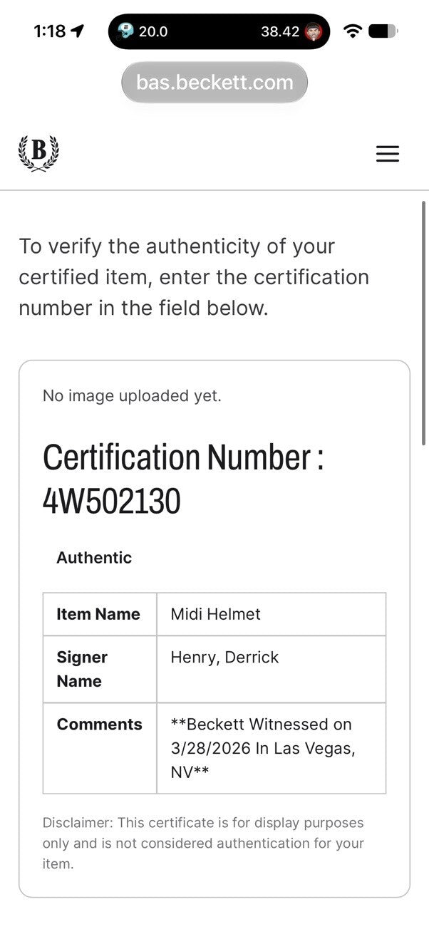 Derrick Henry Signed Ravens SpeedFlex MIDI Helmet Purple Visor Beckett