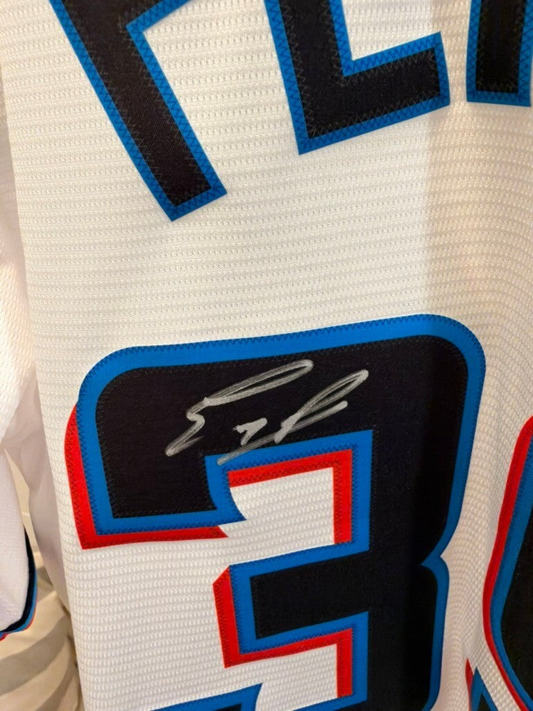 Eury Perez Signed Miami Marlins Nike Replica Jersey White Large Fanatics MLB