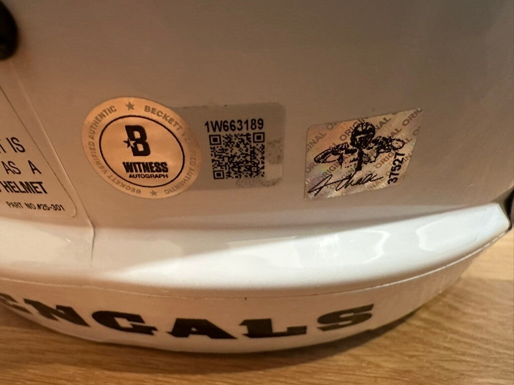 Ja'Marr Chase Signed Bengals White Alt Riddell Speed Full Size Helmet BAS