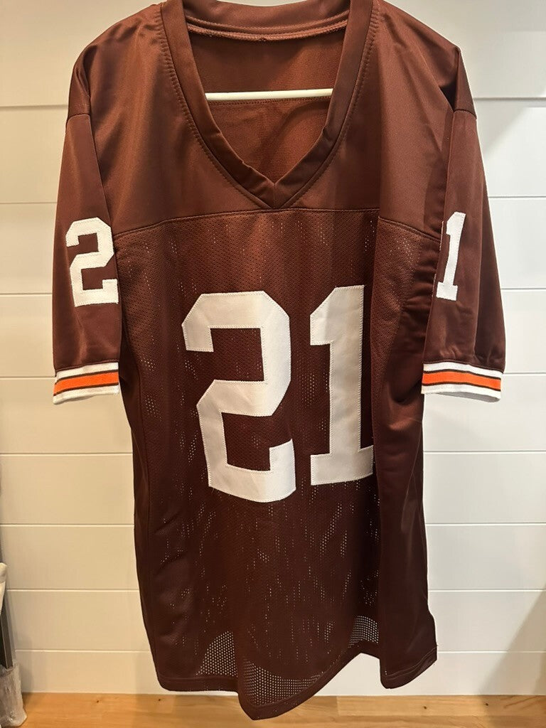 Eric Metcalf Signed Cleveland Browns #21 Brown Custom Jersey Beckett BAS