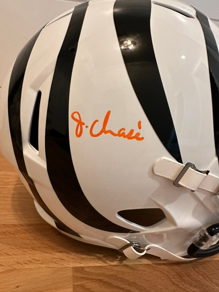 Ja'Marr Chase Signed Bengals White Alt Riddell Speed Full Size Helmet BAS