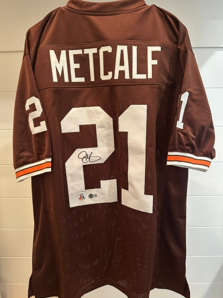 Eric Metcalf Signed Cleveland Browns #21 Brown Custom Jersey Beckett BAS