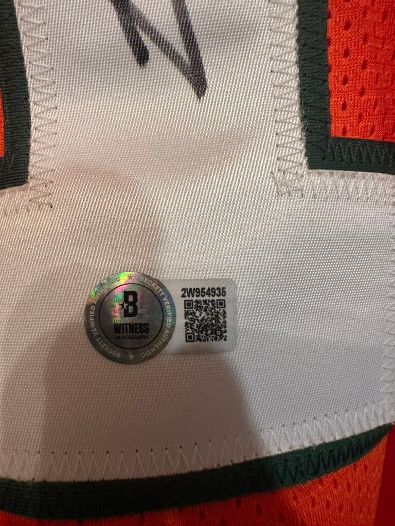 Carson Beck Signed Miami #11 Orange Jersey Beckett
