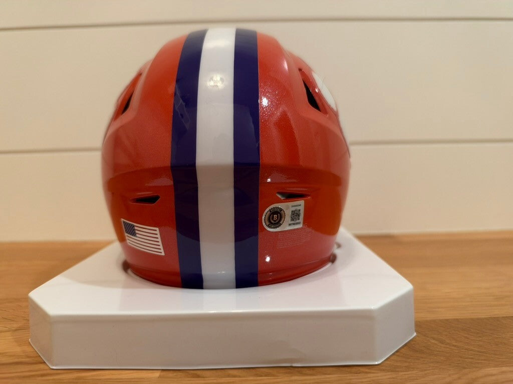 Brian Dawkins Signed Clemson SpeedFlex MIDI Helmet Beckett COA Purple Visor