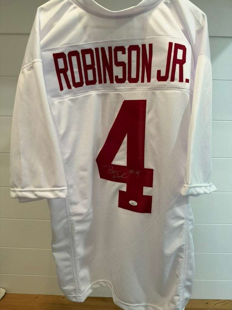 Brian Robinson Jr Signed #4 Alabama Crimson Tide White Jersey JSA COA
