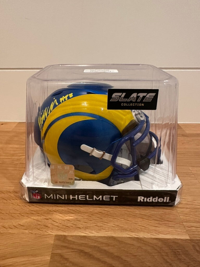 Kyren Williams Signed Rams Riddell Speed Mini Helmet #23 BAS Witnessed