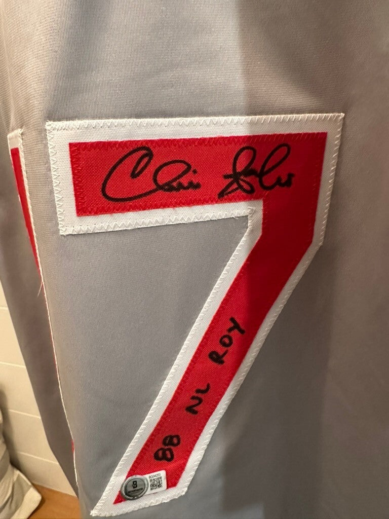 Chris Sabo Signed Cincinnati Reds #17 Jersey Beckett “88 NL ROY”