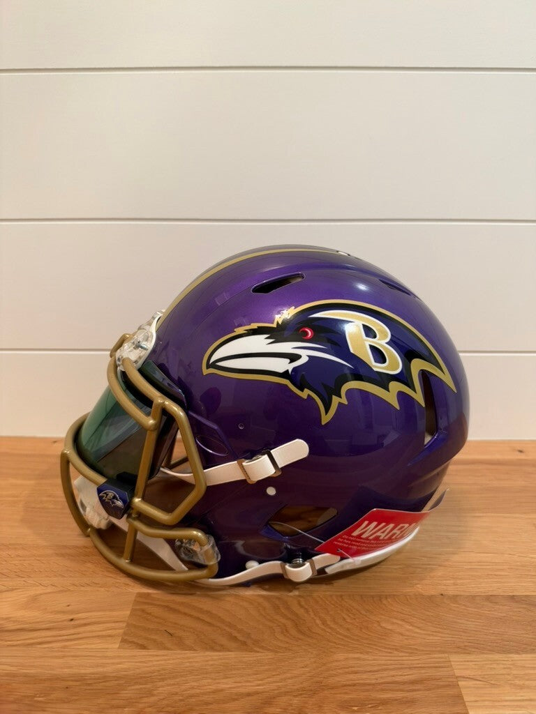 Ed Reed Signed Ravens Full Size Authentic Speed Helmet Purple Visor Beckett