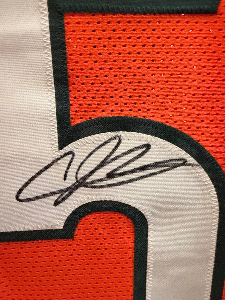 Andre Johnson Signed Miami Hurricanes #5 Orange Custom Jersey XL Beckett