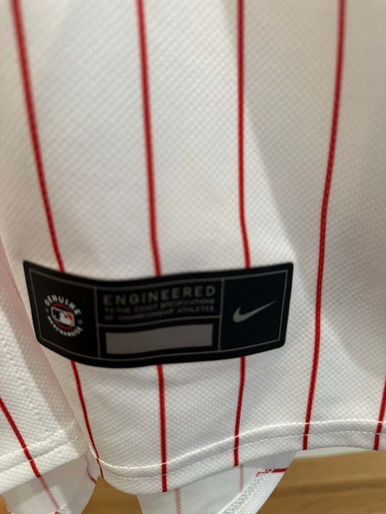 Nike Philadelphia Phillies MLB Baseball Jersey White Red Pinstripe Size Large