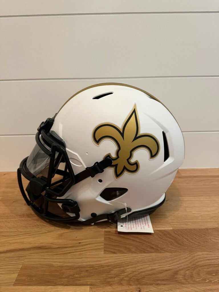 Chris Olave Signed Saints Lunar Full Size Authentic Speed Helmet Beckett Visor