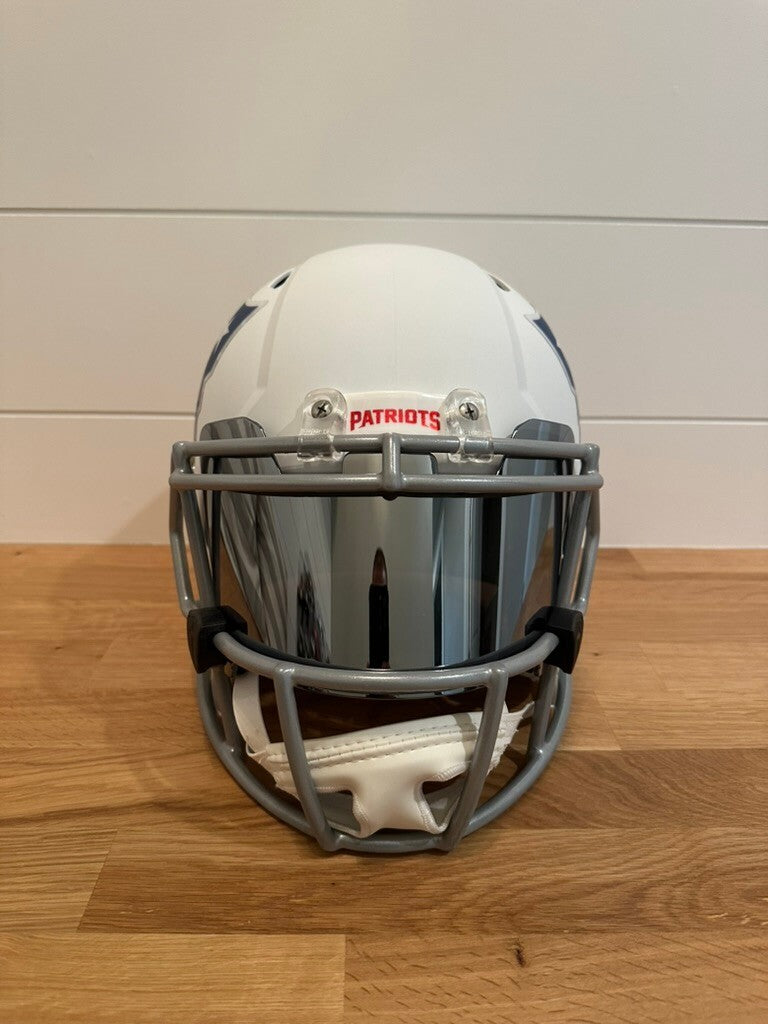 Christian Gonzalez Signed Patriots Lunar Full Size Speed Replica Helmet Beckett